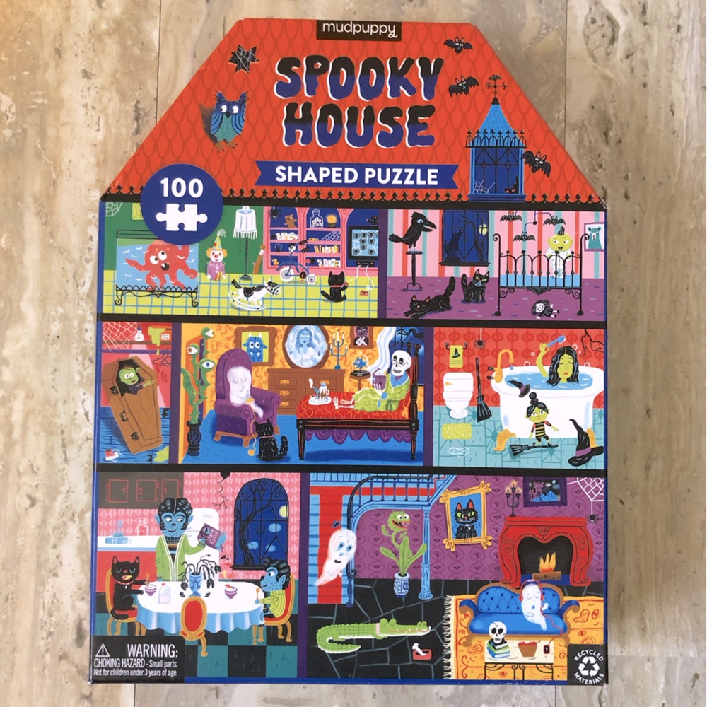 Mudpuppy Spooky House Shaped Puzzle. 100 Pieces. Haunted House.